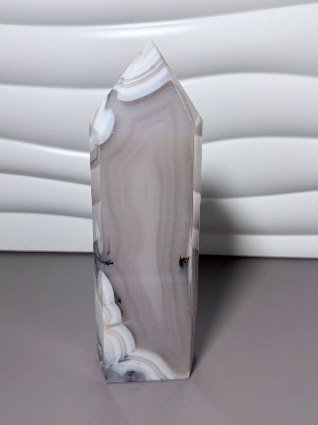 Dendritic Agate Tower with druzy pockets - view 2