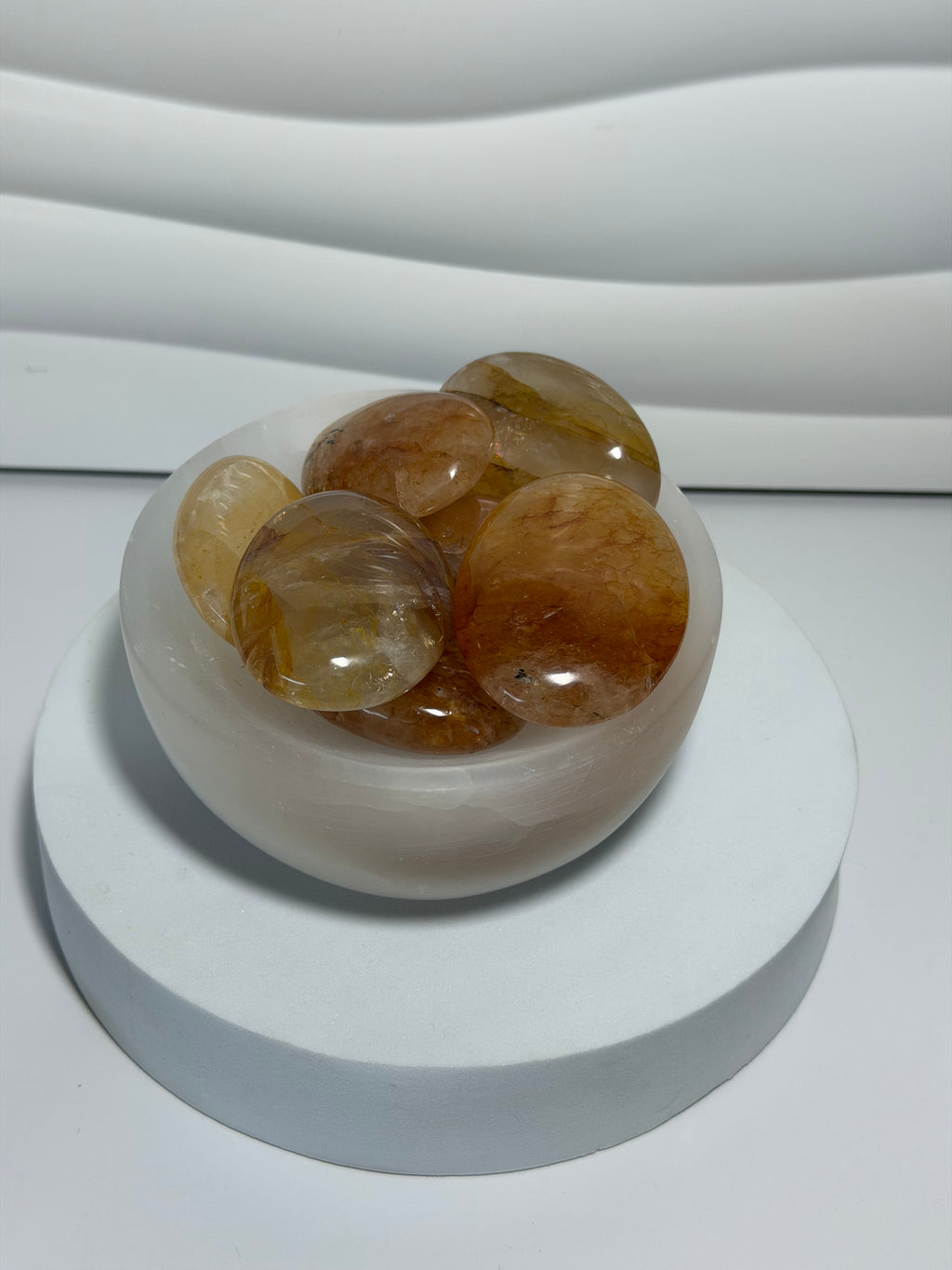 Golden Healer Quartz Palm Stone - view 1