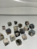 Black flower agate polished crystal cubes