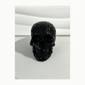 Black Obsidian skull carving front view