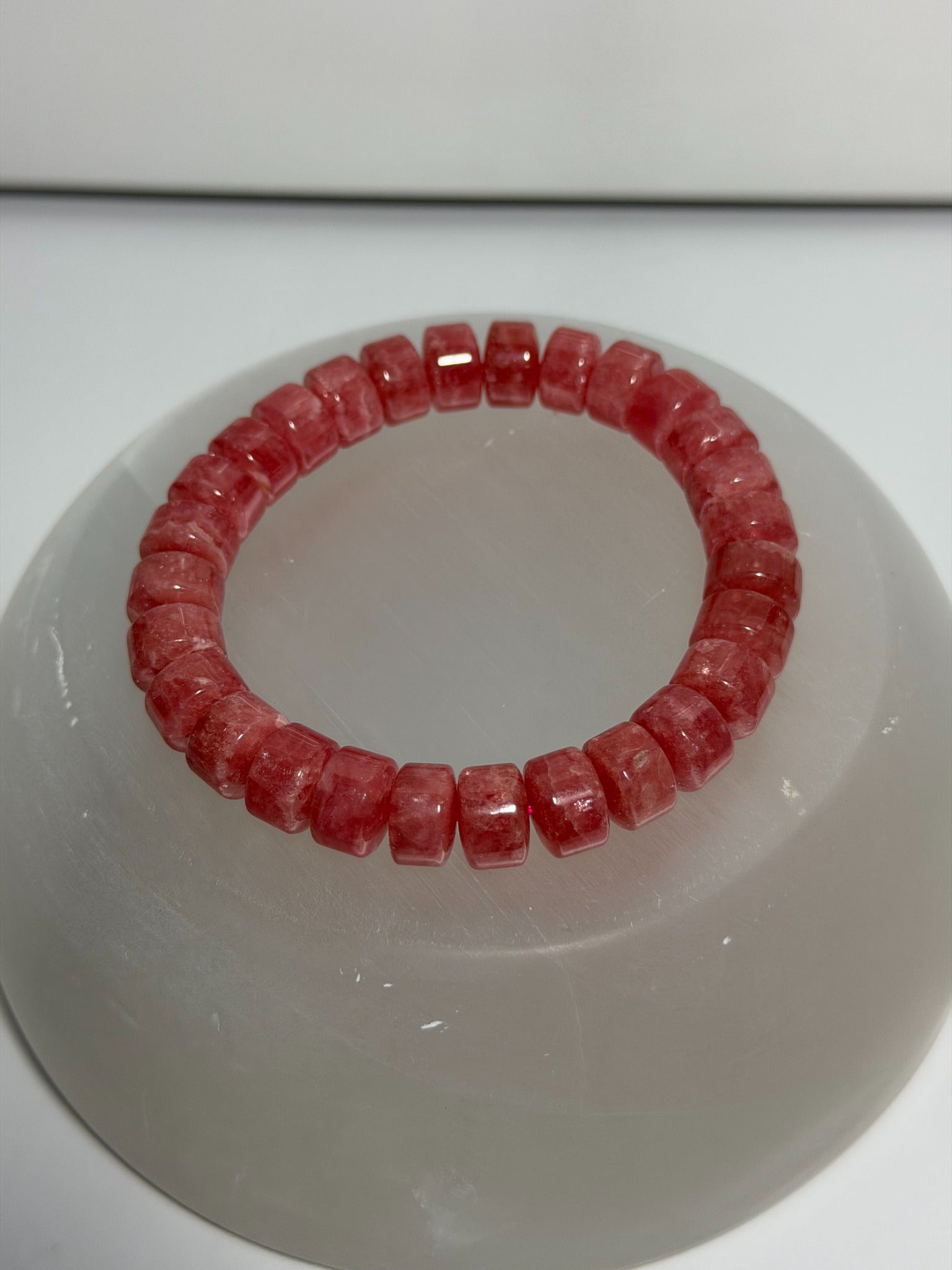 AAA quality rhodochrosite rondelle bracelet alternate view