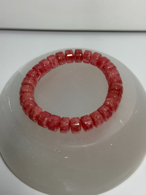 AAA quality rhodochrosite rondelle bracelet alternate view