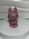 Rose quartz Labubu crystal carving