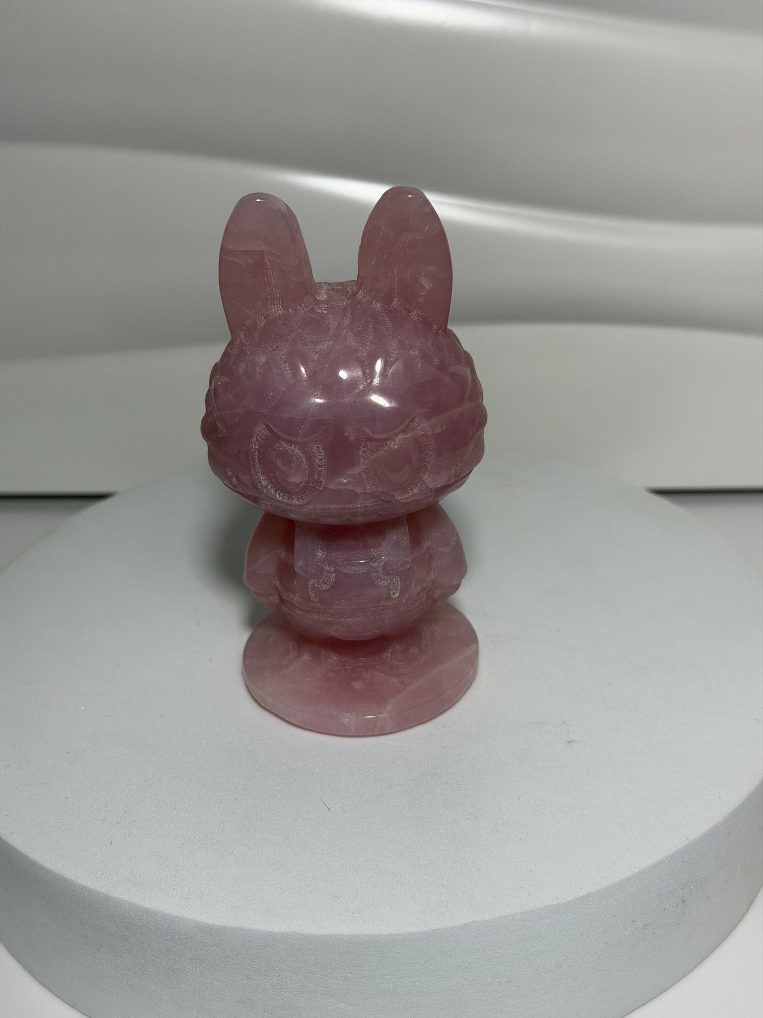 Rose quartz Labubu crystal carving