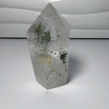 Green garden quartz tower with natural inclusions