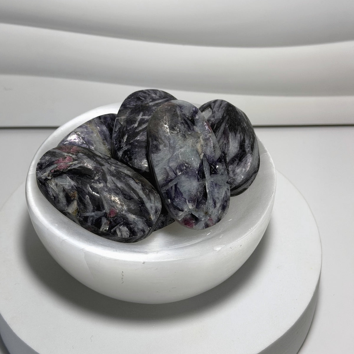 Mica with Pink Tourmaline large palmstones