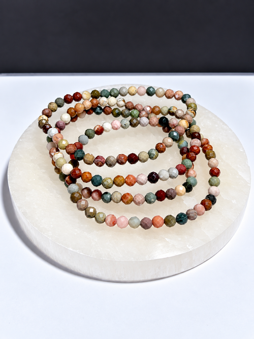 Alashan Agate 3mm Faceted Stretch Bracelet