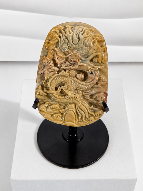 Alashan Agate Dragon Carved Pendant