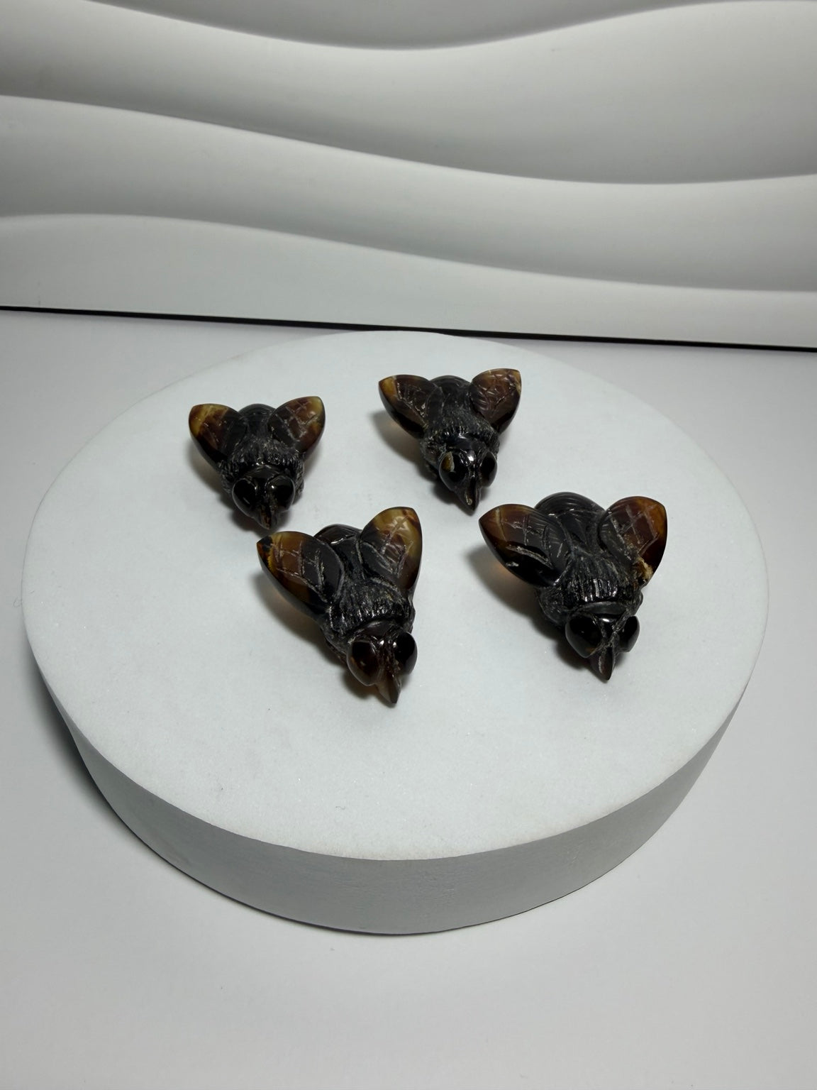 Amber honey bee crystal carvings
