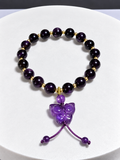 Amethyst 8mm Round Butterfly Stretch Bracelet