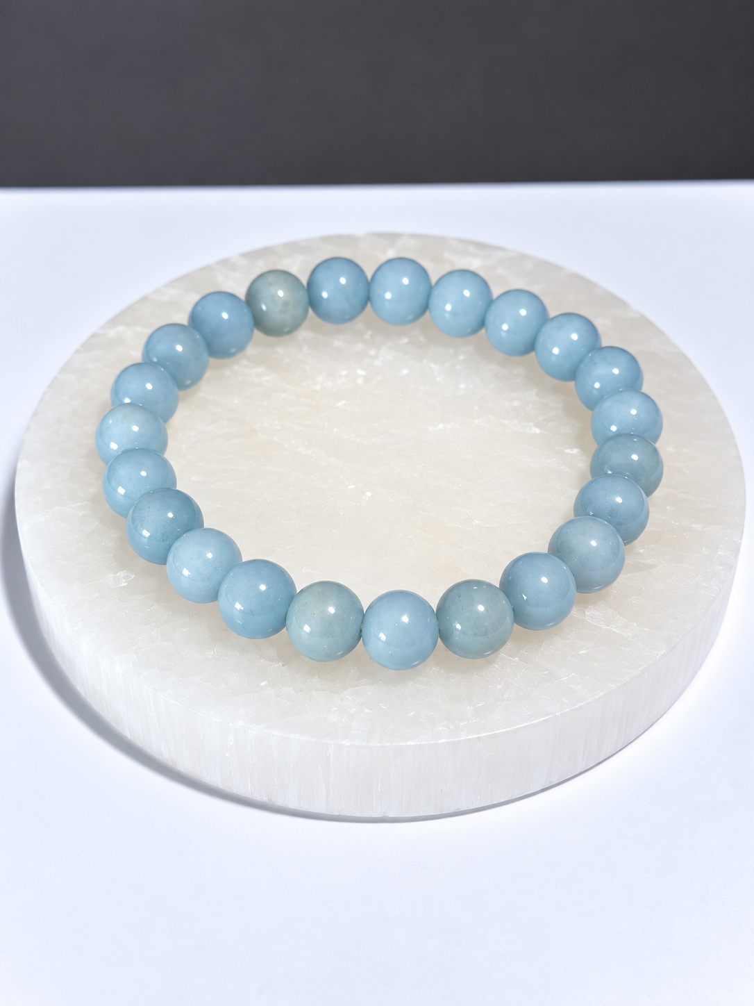 Angelite 6mm stretch round bead bracelet