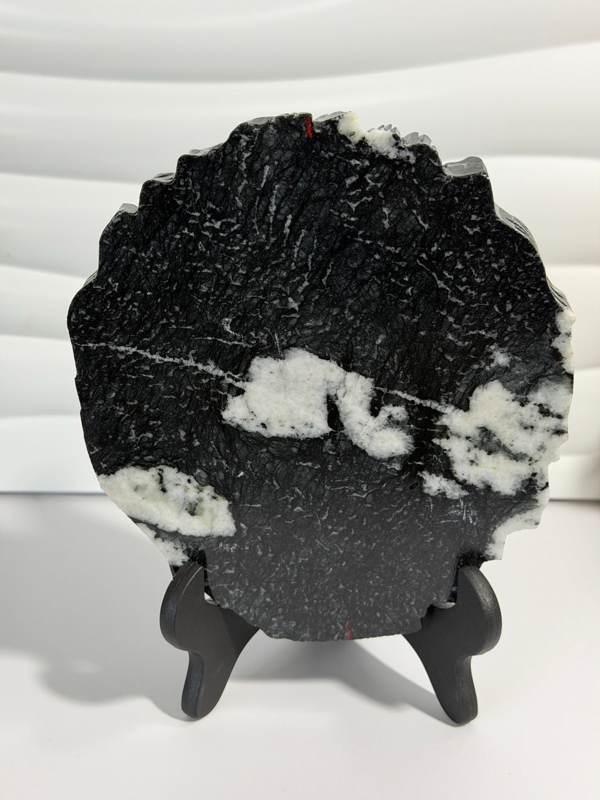 Hand-Carved Black & White Jade Lion Head - back view