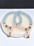 Blue Chalcedony & Rose Quartz Butterfly Stretch Bracelet