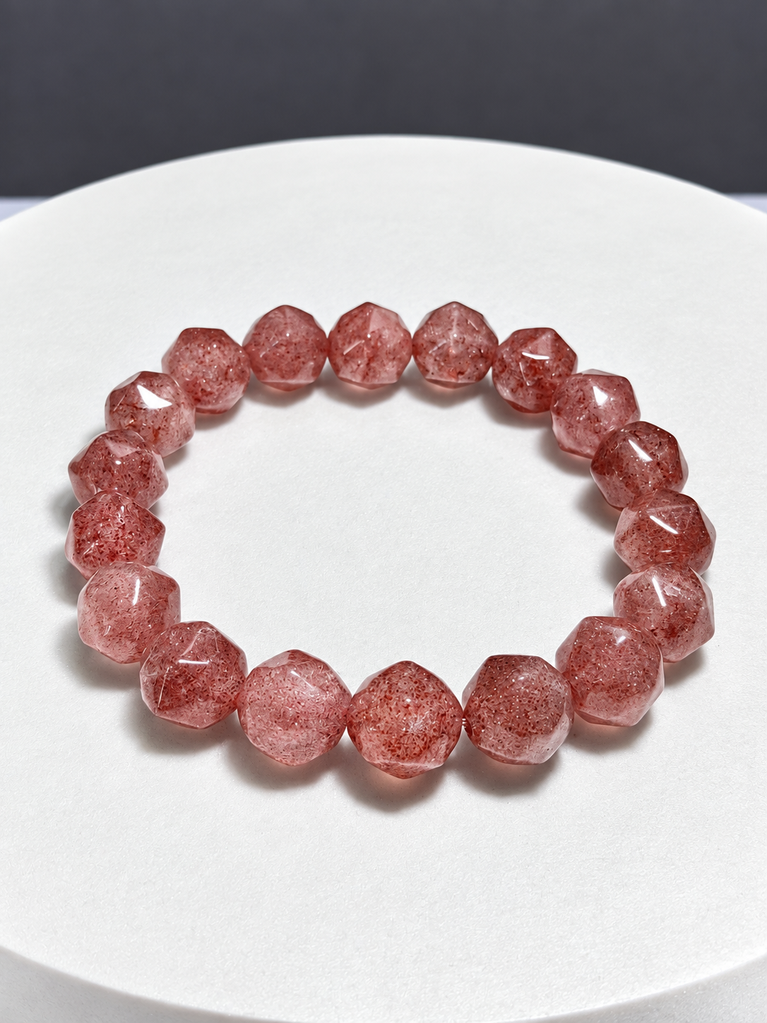 Cherry Quartz 10mm Faceted Stretch Bracelet