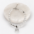 6mm clear quartz bracelet with S925 sterling silver clasp, seven-inch wrist size