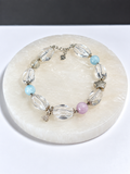 Clear Quartz Aquamarine Kunzite Larimar Sterling Silver S925 clasp bracelet