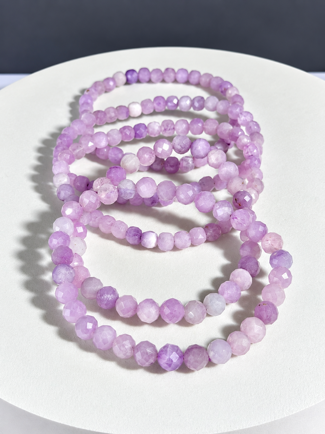 Kunzite 4mm Faceted Cube Stretch Bracelet