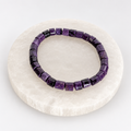 Charoite polished barrel bead stretch bracelet
