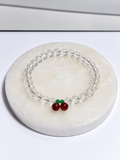 Clear Quartz Cherry Bracelet with 5mm clear quartz beads