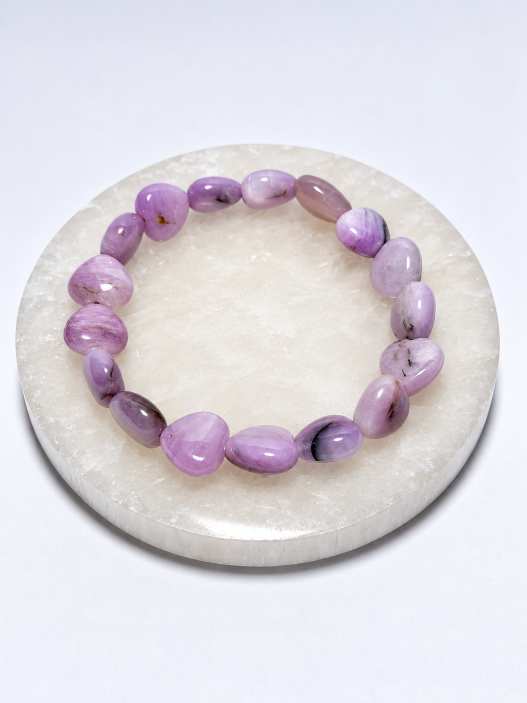 Kunzite heart bead stretch bracelet - Mindful Whisper