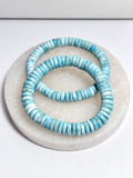 Natural Dominican Larimar stretch disc bracelet, size 6.75