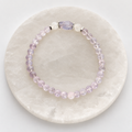 Lavender Moon Quartz and Moonstone stretch bracelet with silver-tone accents