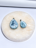 Mindful Whisper Purple Larimar teardrop pendants, 8 gram and 6 gram