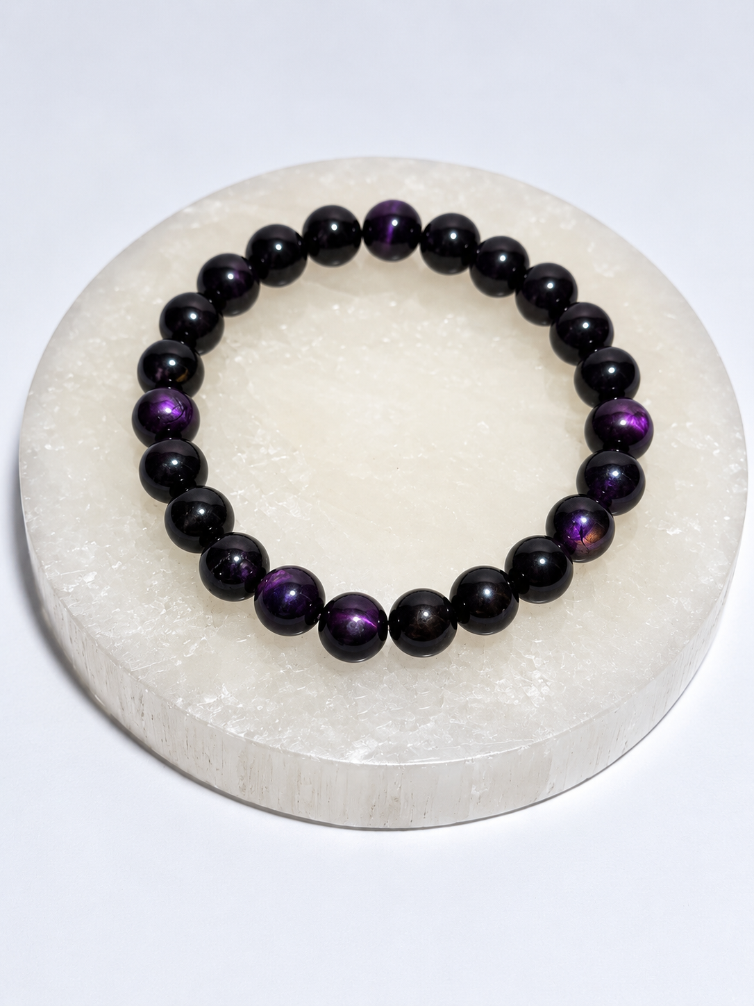 Sugilite 6 mm stretch bead bracelet with natural purple flash