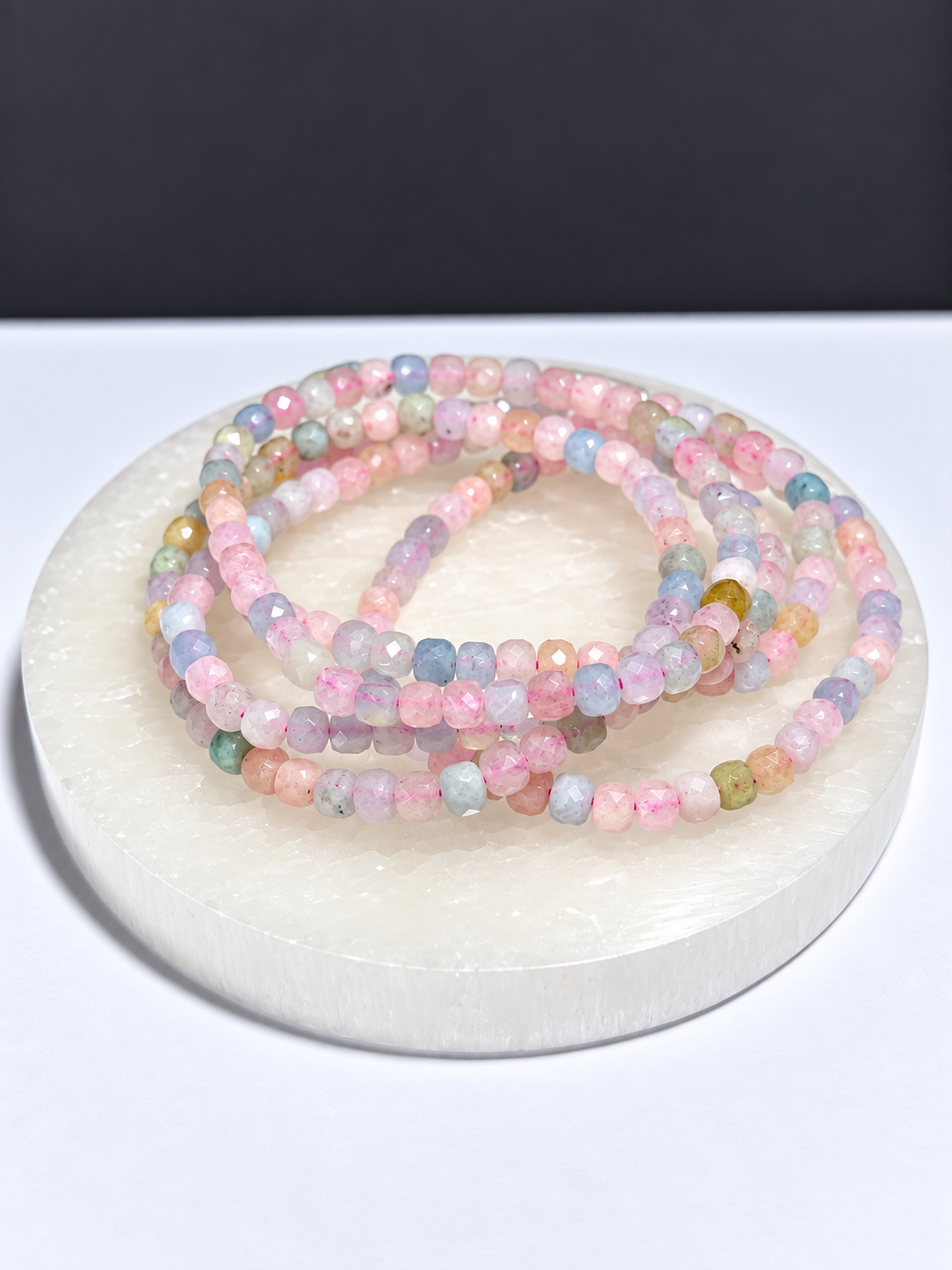 Morganite 4mm Faceted Stretch Bracelet