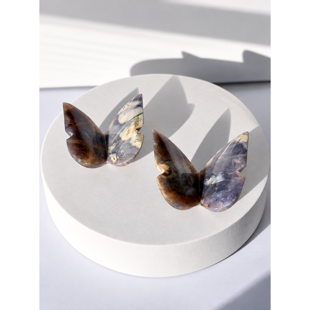 Purple Chalcedony 3D Butterfly Carving - Mindful Whisper