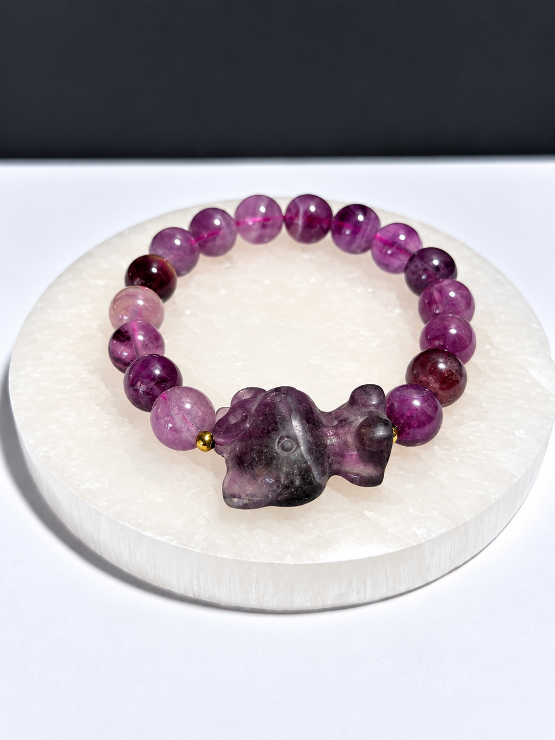 Purple Fluorite Hello Kitty Stretch Bracelet