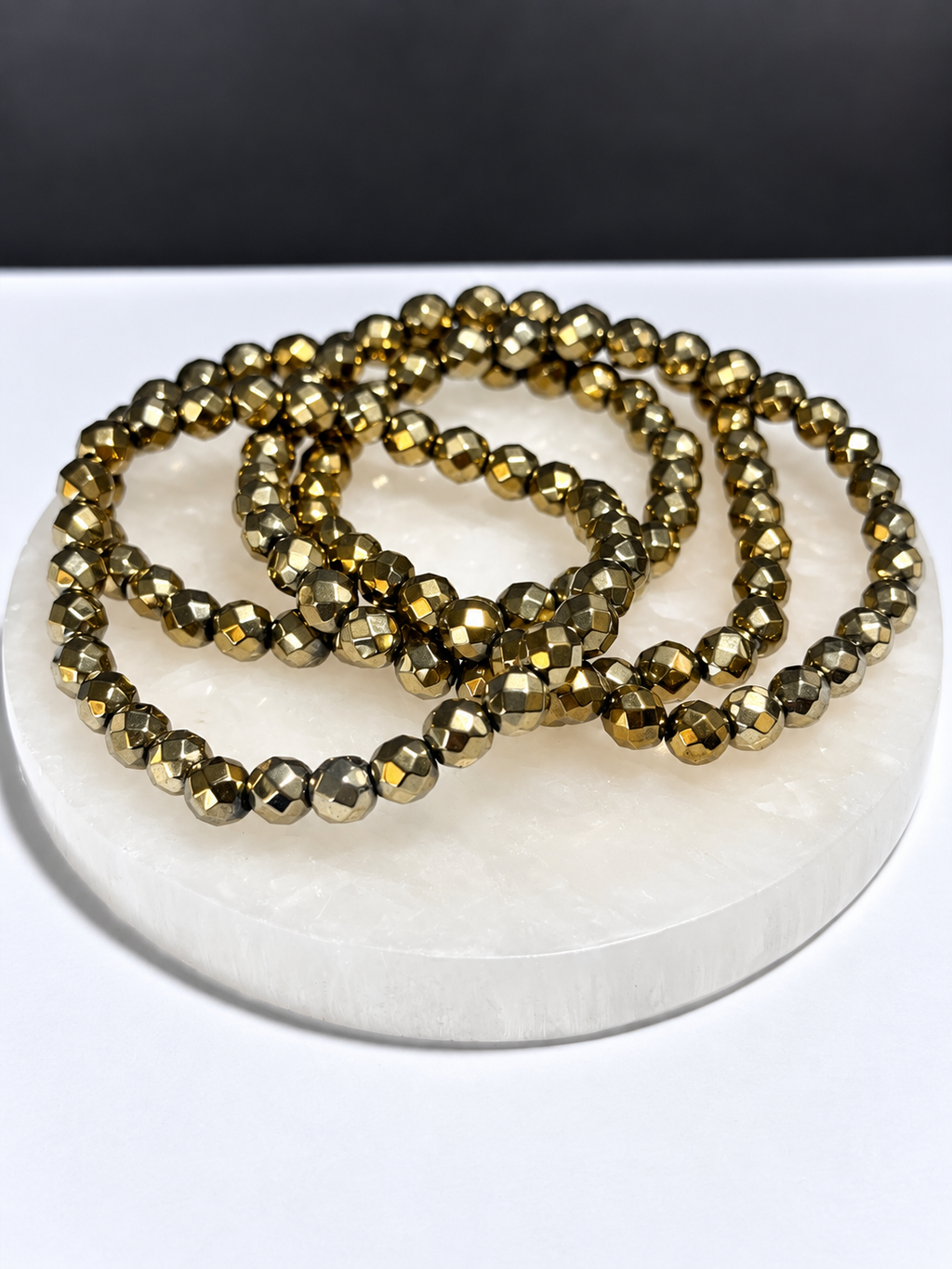 Pyrite 4mm Faceted Stretch Bracelet
