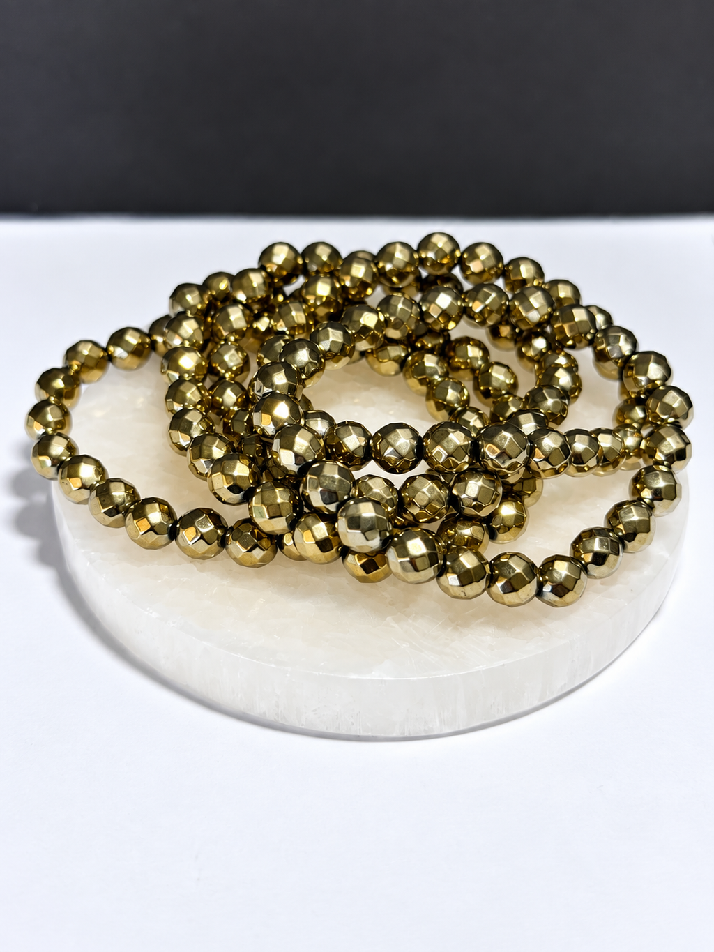 Pyrite 6mm Faceted Stretch Bracelet