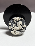 Tai Chi Stone circular horse medallion carving with coin, ingot, cloud and prosperity motifs
