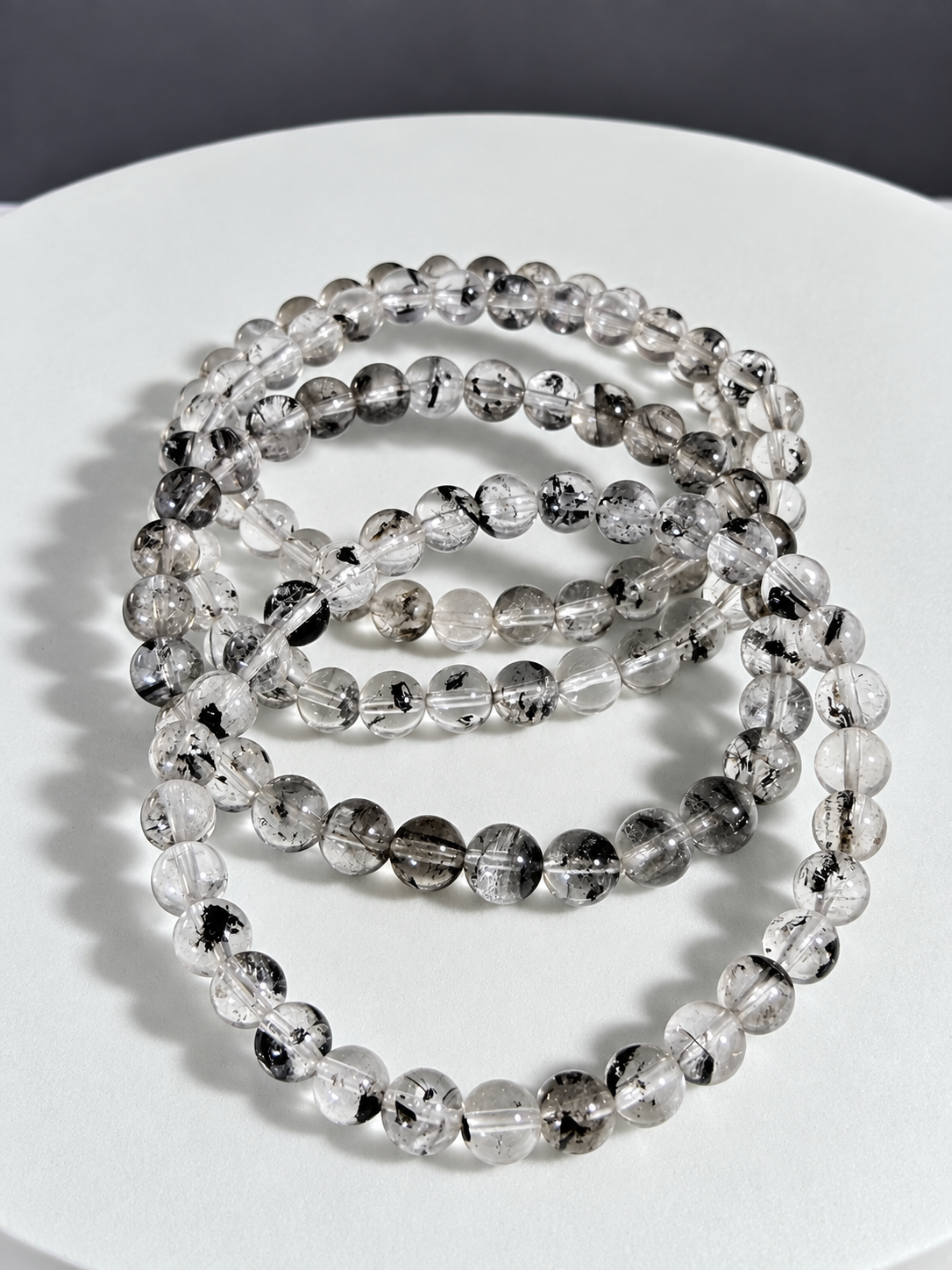 Tourmalinated quartz stretch bracelets